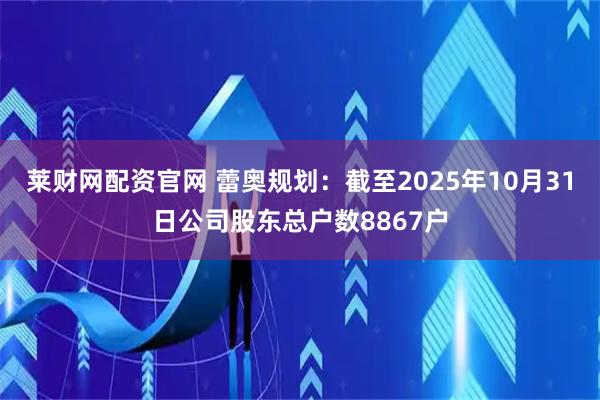 莱财网配资官网 蕾奥规划：截至2025年10月31日公司股东总户数8867户